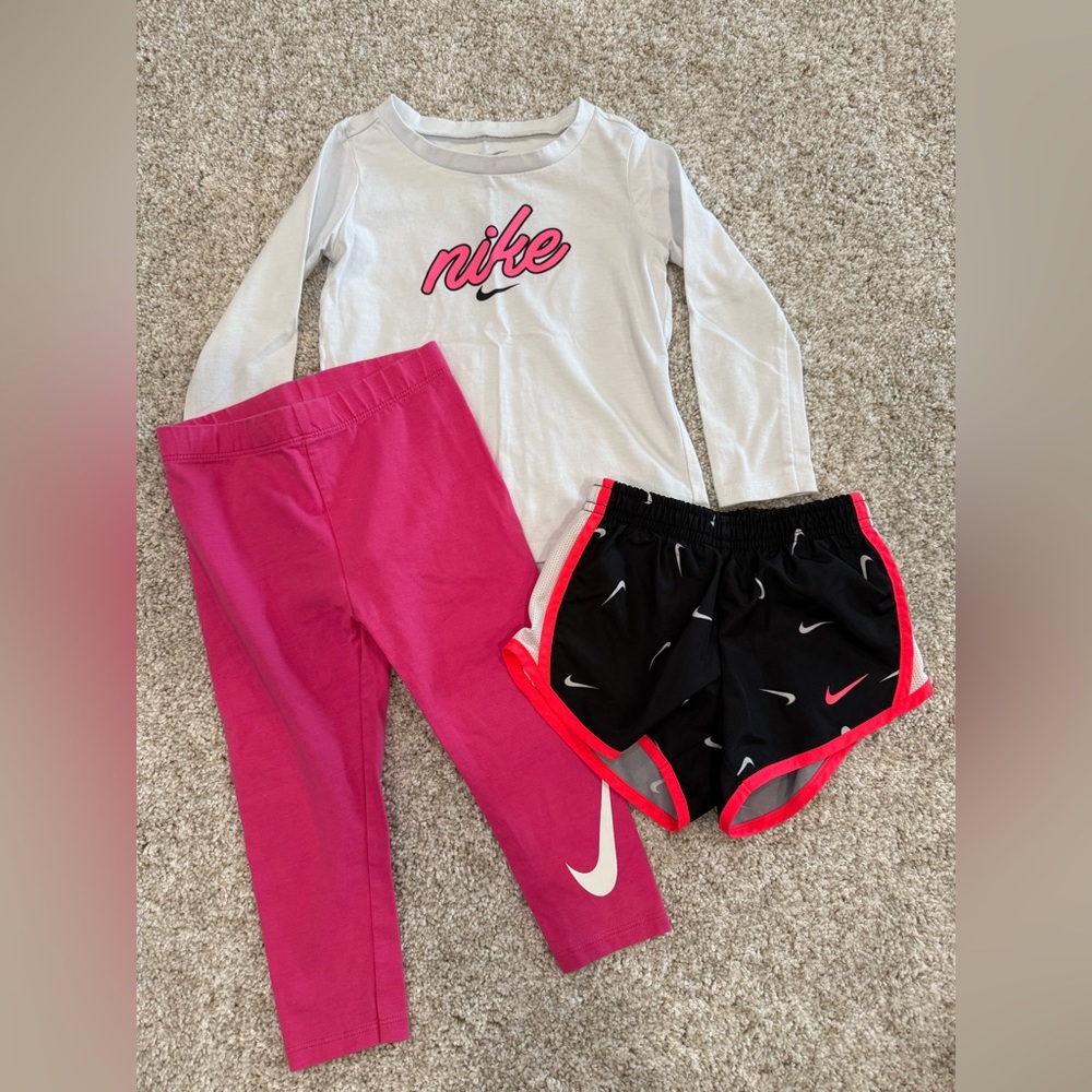 Nike Girls Set with Dri-FIT Black and Pink Shorts